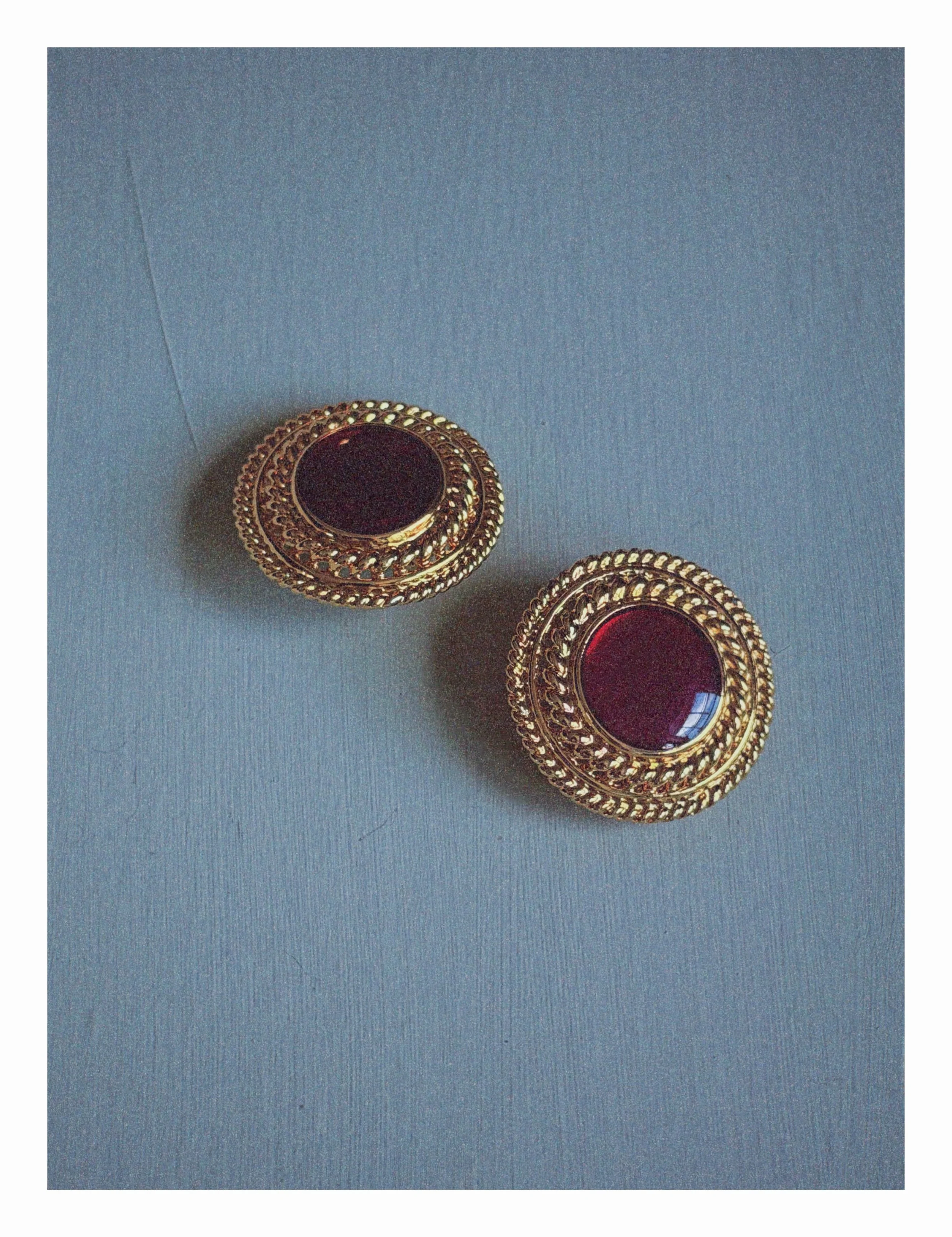 Vintage Anne Klein Ruby-Red Cabochon Earrings