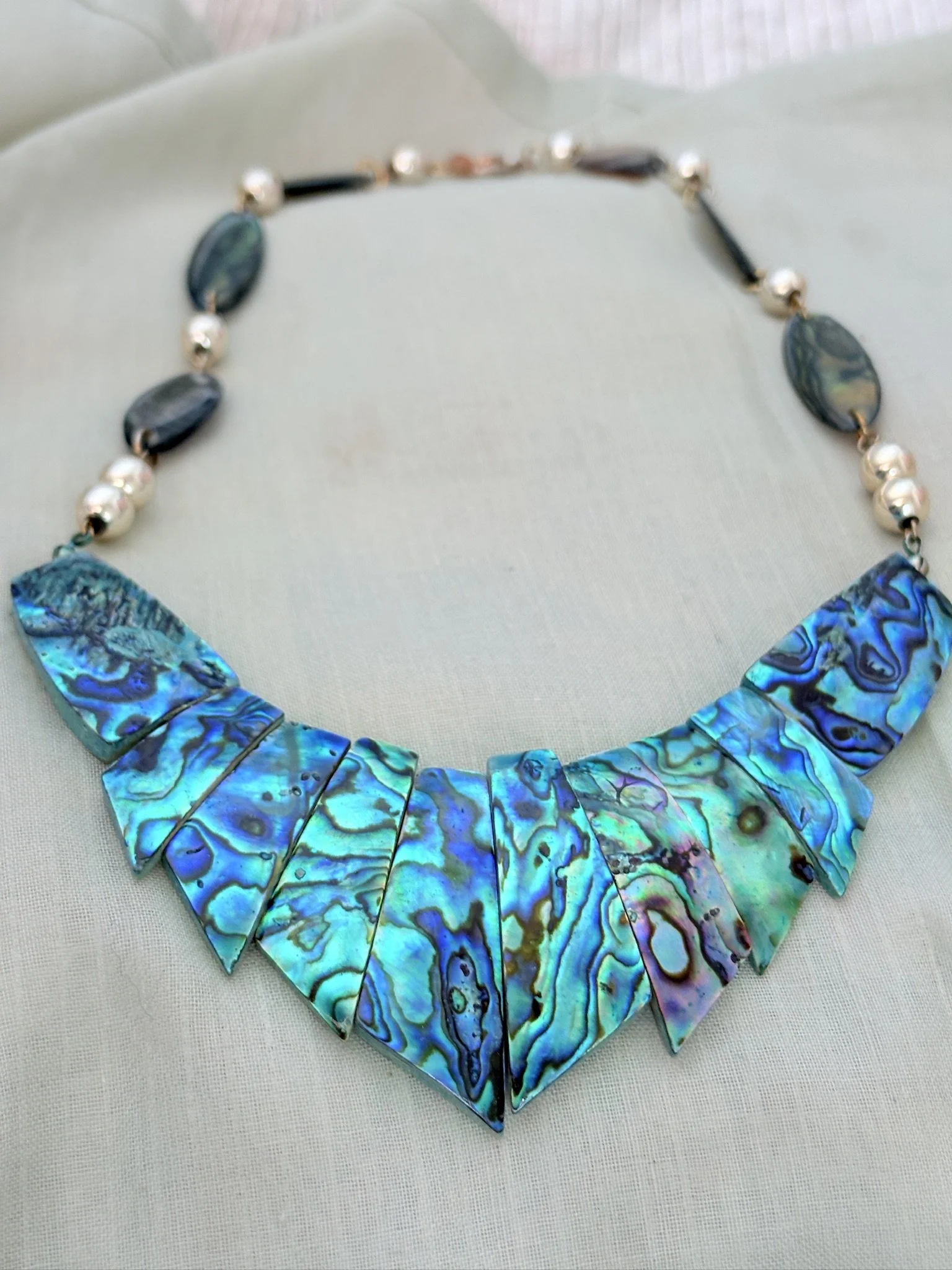 Abalone Shell Geometric Statement Necklace