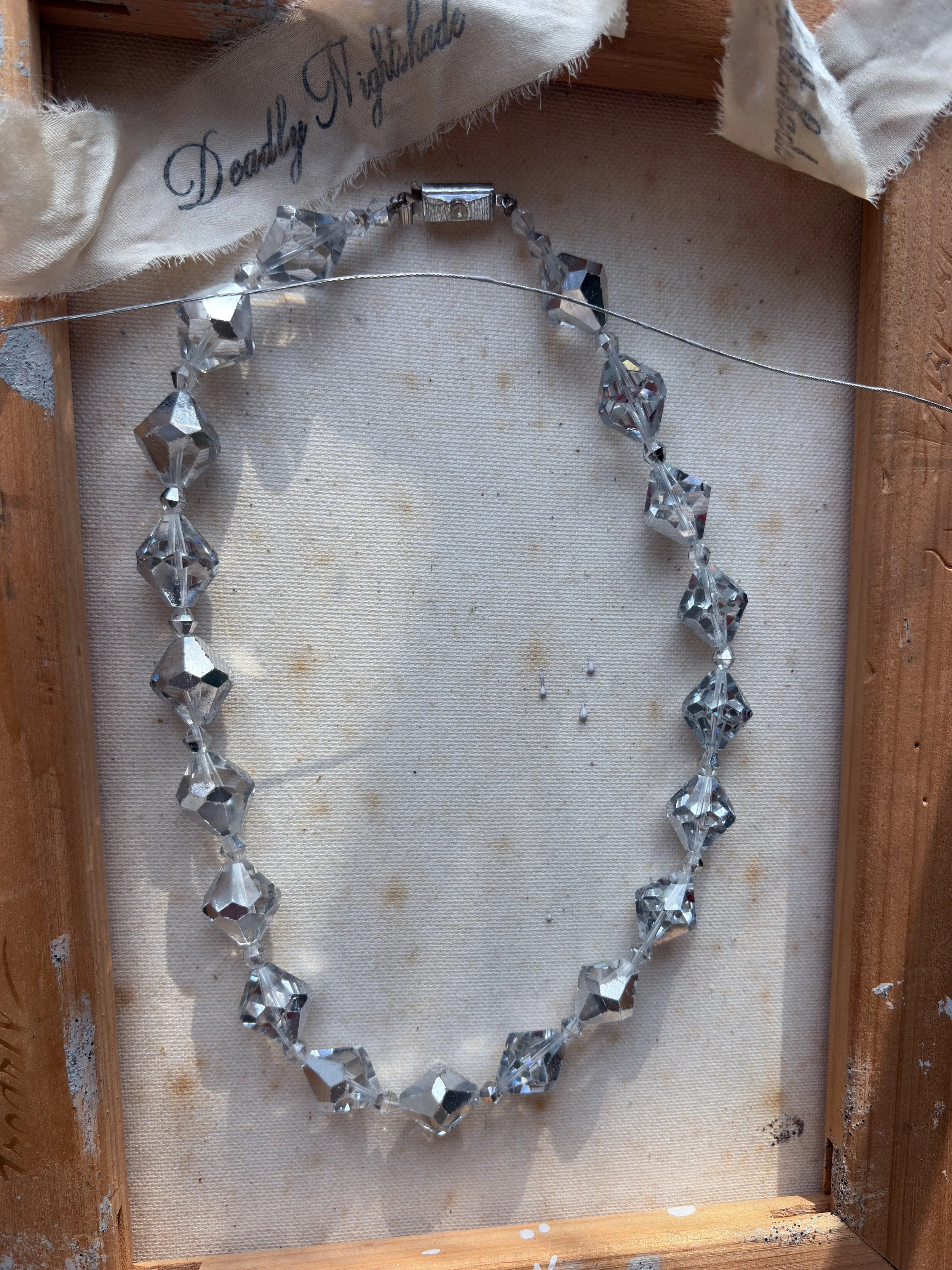 Vintage Smoky Silver Faceted Bead Choker