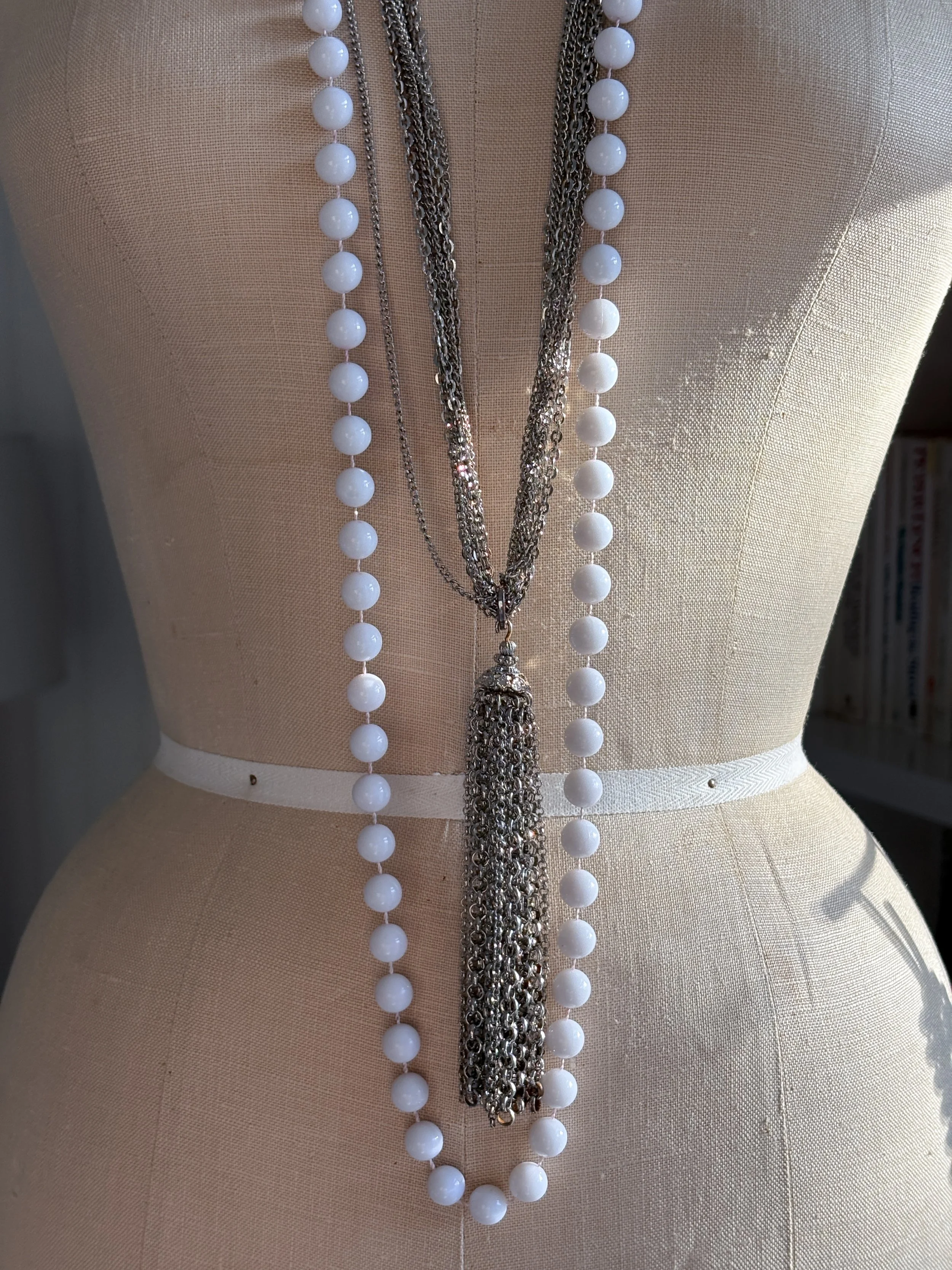 Vintage Silver-Tone Chain Tassel Necklace