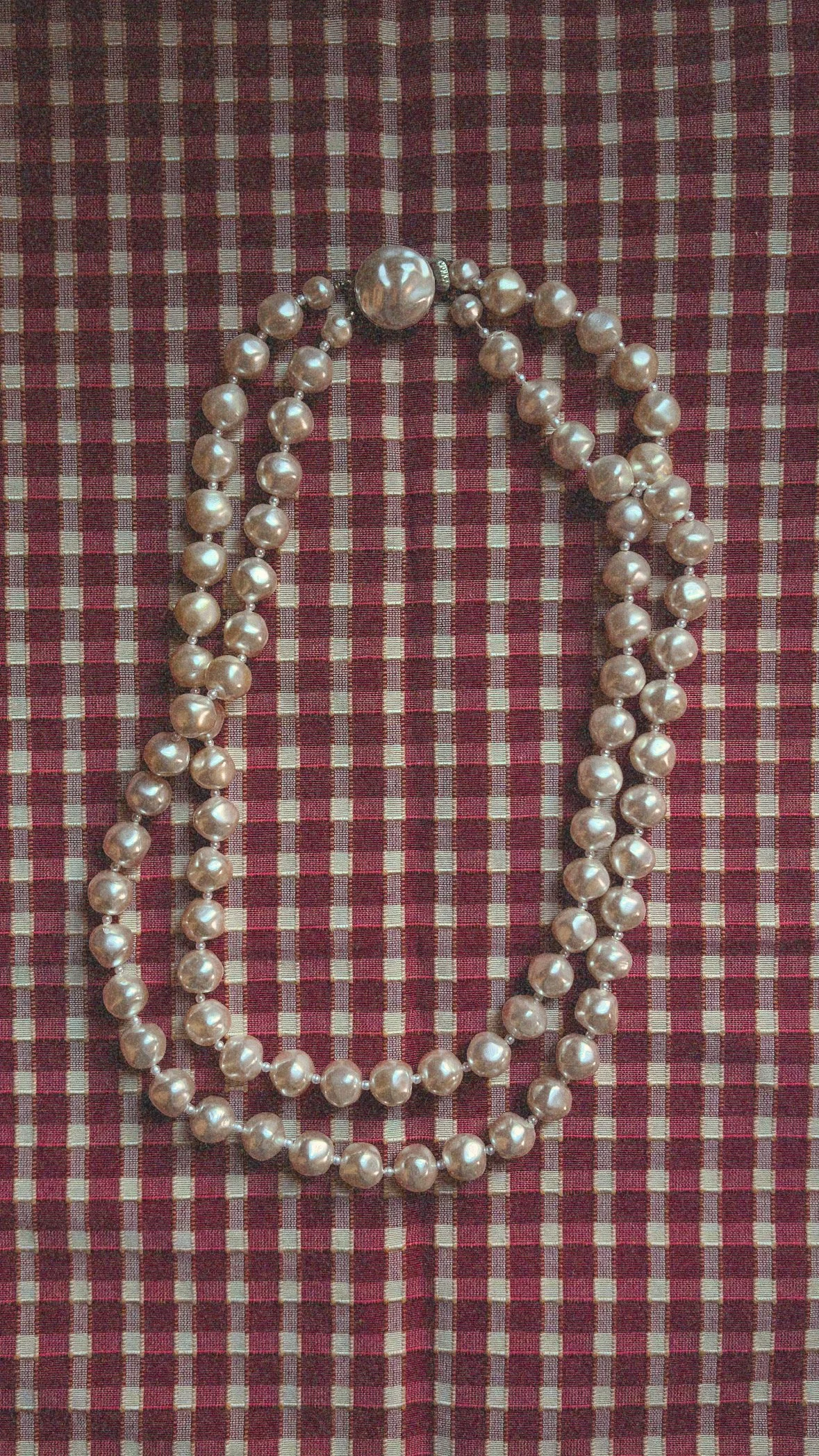 Vintage Double-Strand Baroque Imitation Pearl Necklace
