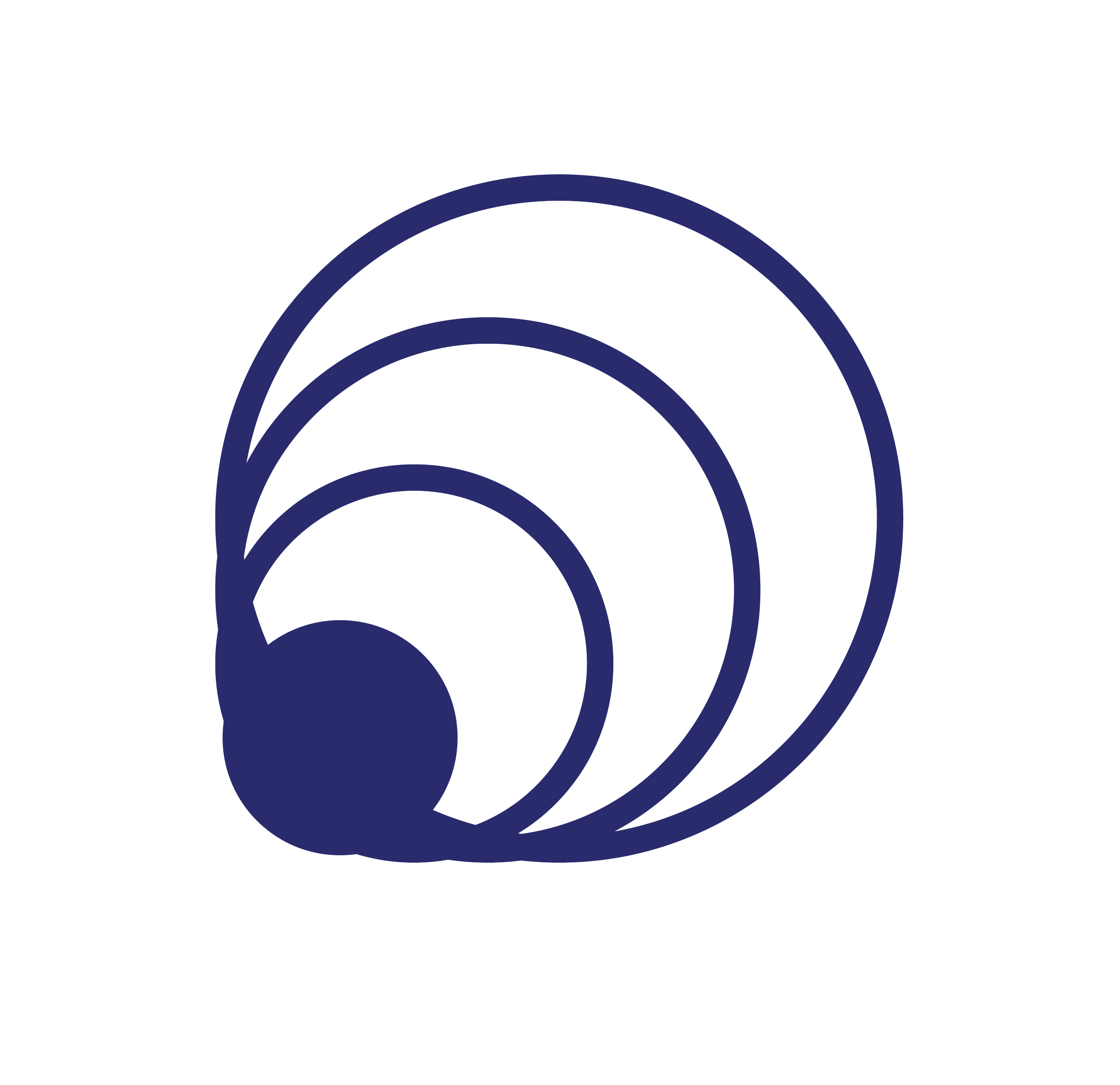 Dark blue radar icon with concentric circles on black background.