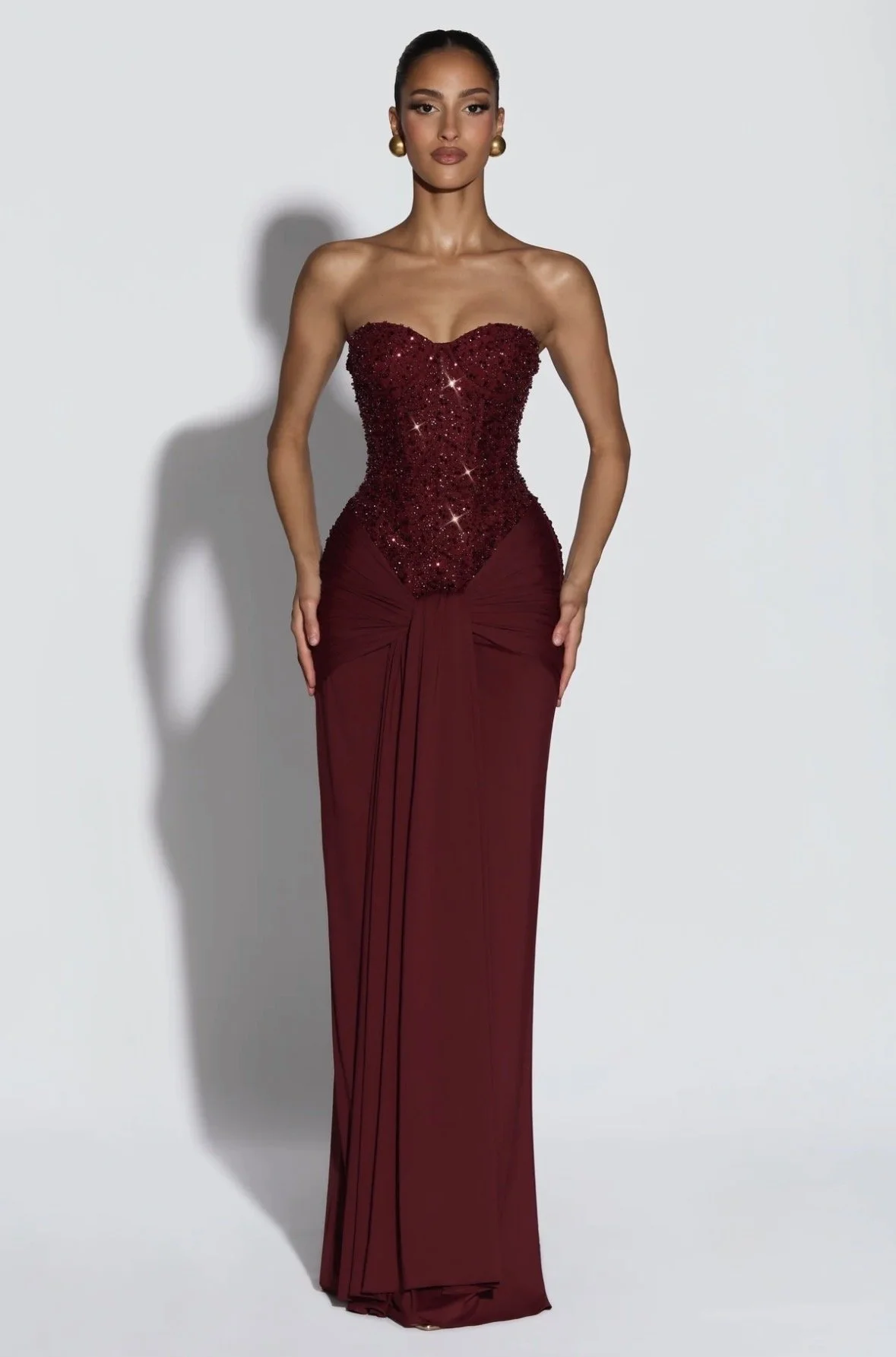 BABYBOO Carina Maxi Dress - Burgundy