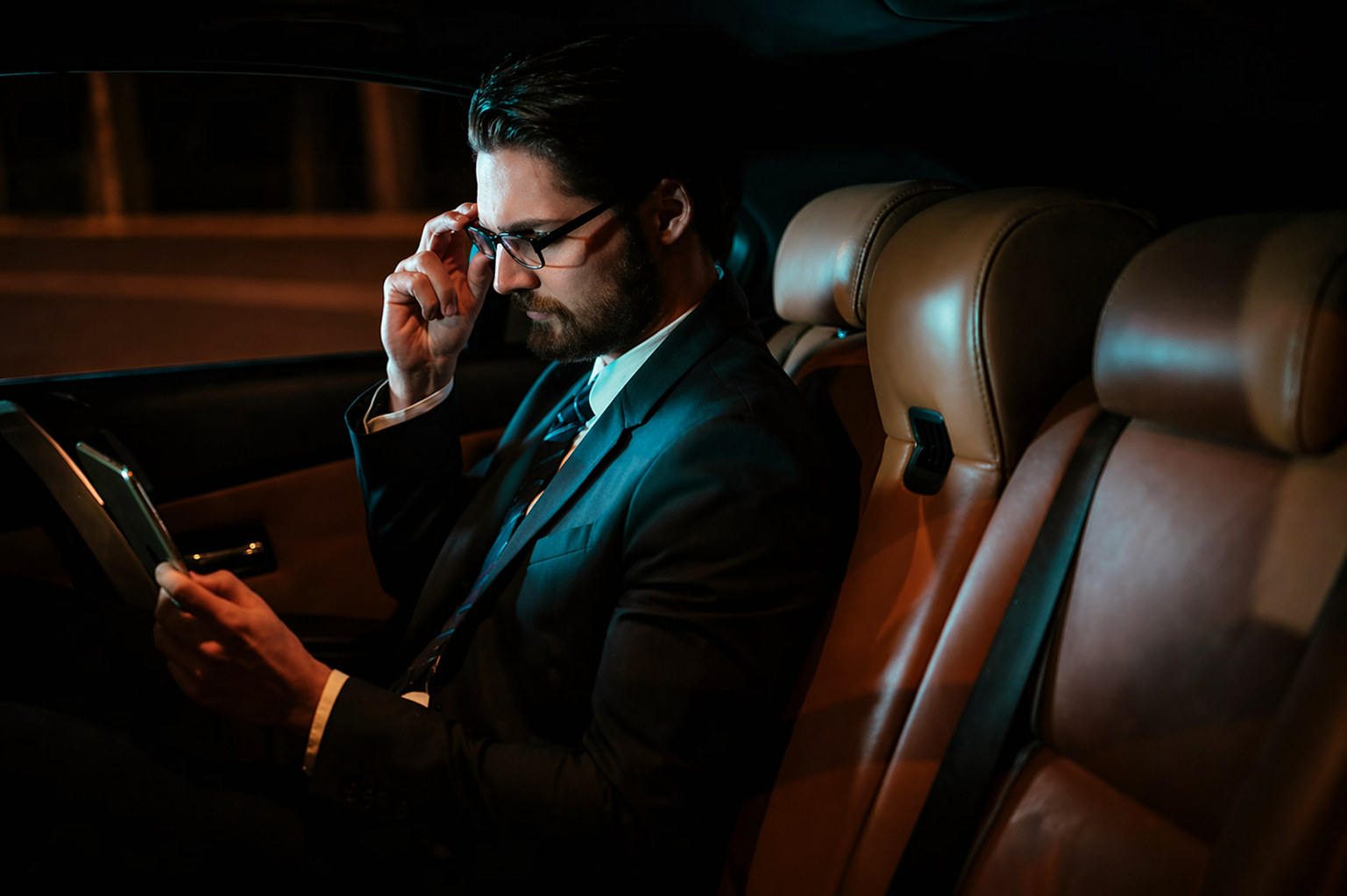 Executive using secure transportation during a protective movement.