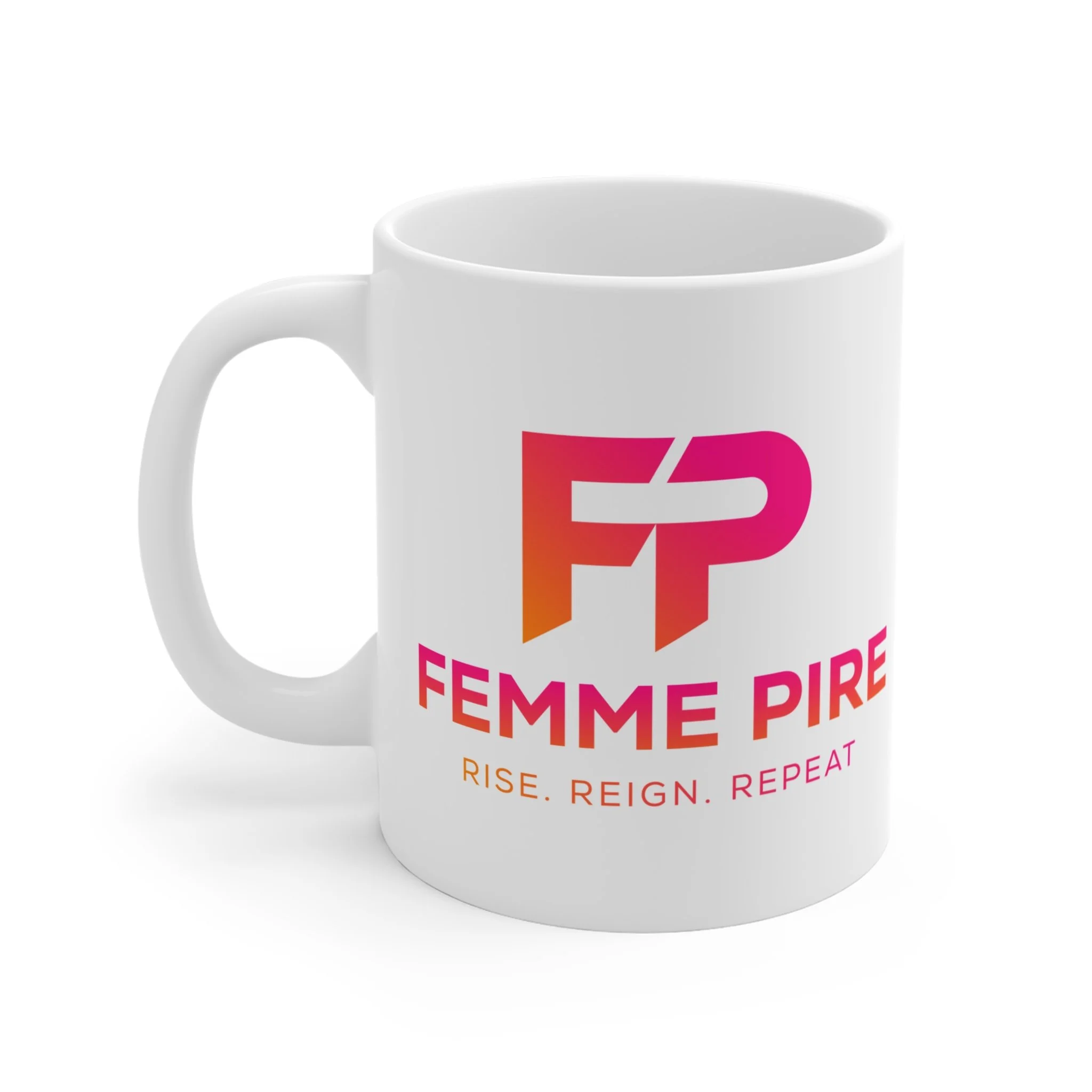 Original Logo Mug with Femme Pire Logo in Pink Gradient