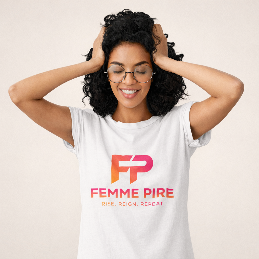 Original Logo Tee with Femme Pire Logo in Pink Gradient - Pink Edition