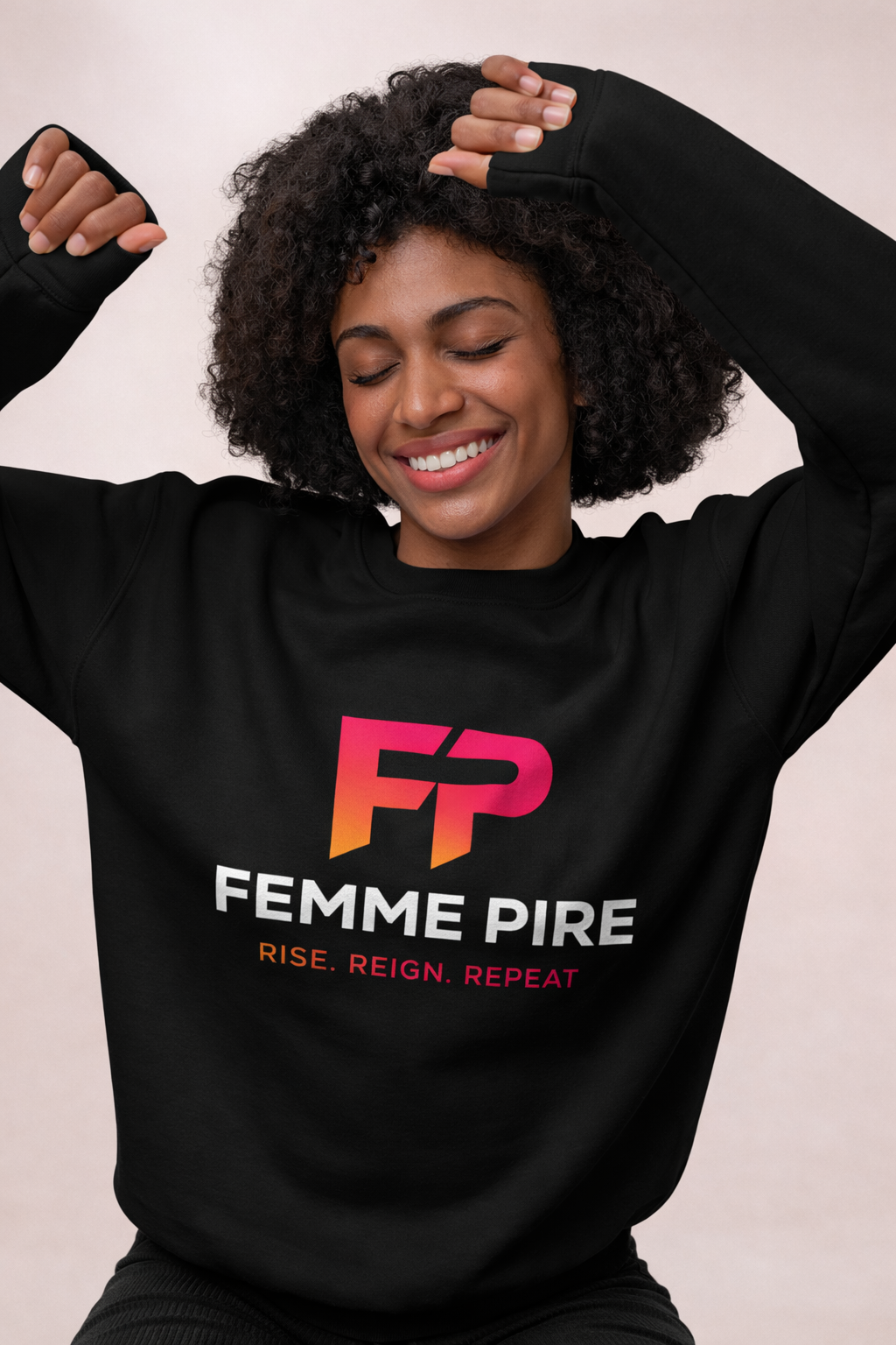 Original Logo Sweater with Femme Pire Logo in Pink Gradient - White Edition