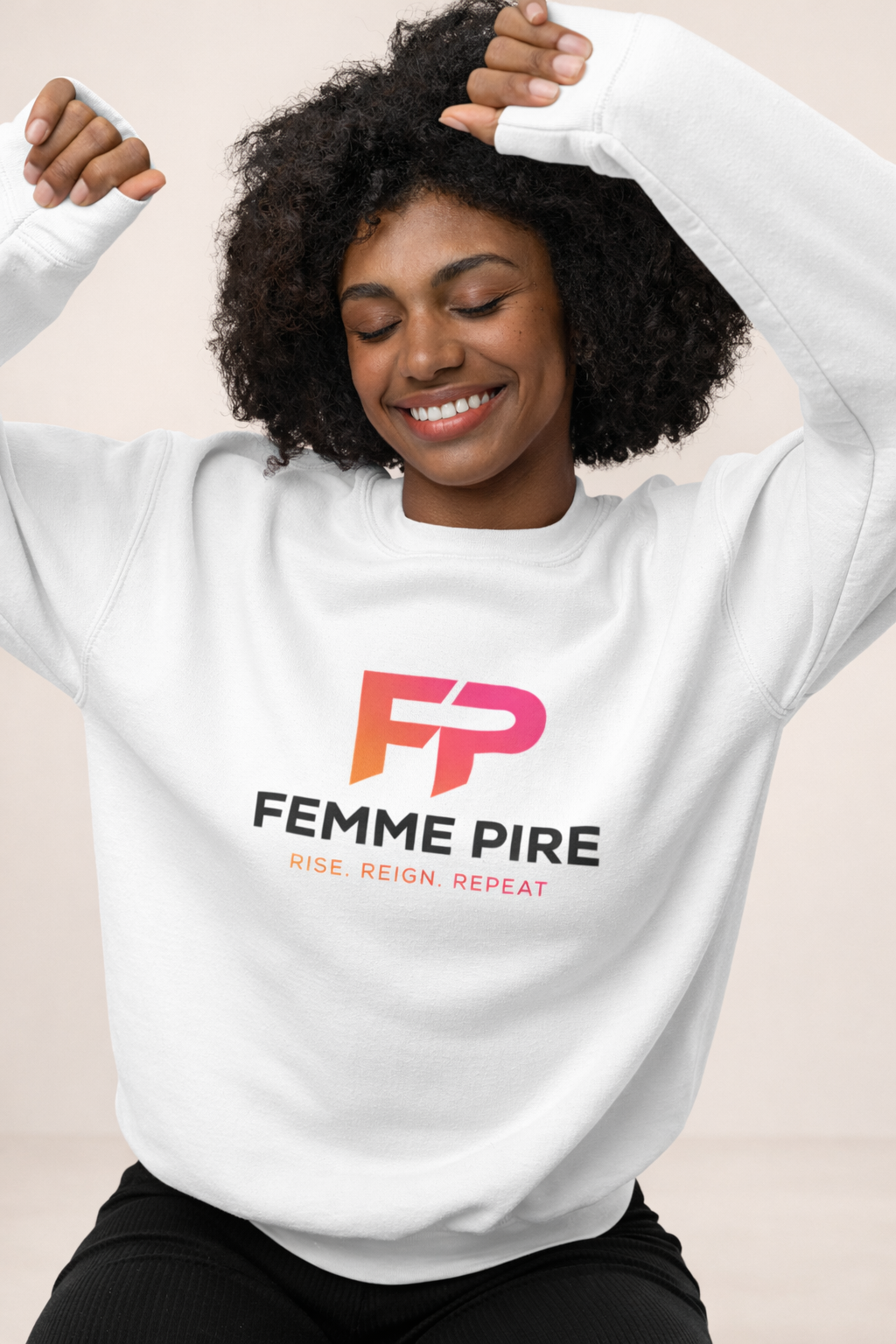 Original Logo Sweater with Femme Pire Logo in Pink Gradient - Black Edition