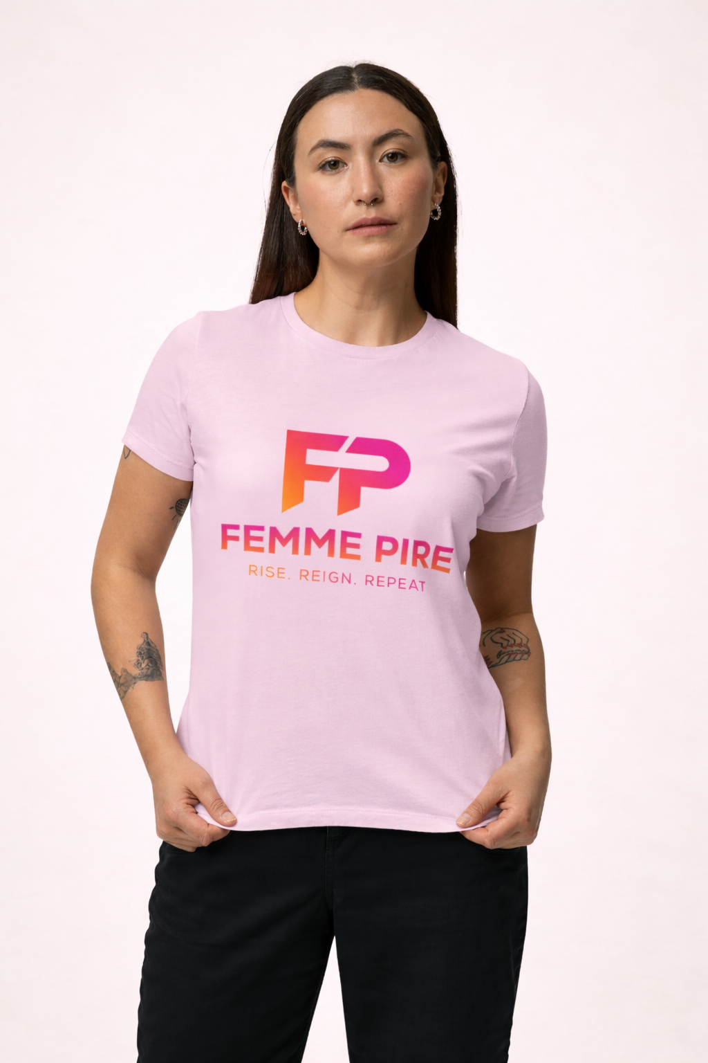 Confident pose in Femme Pire T-shirt.png