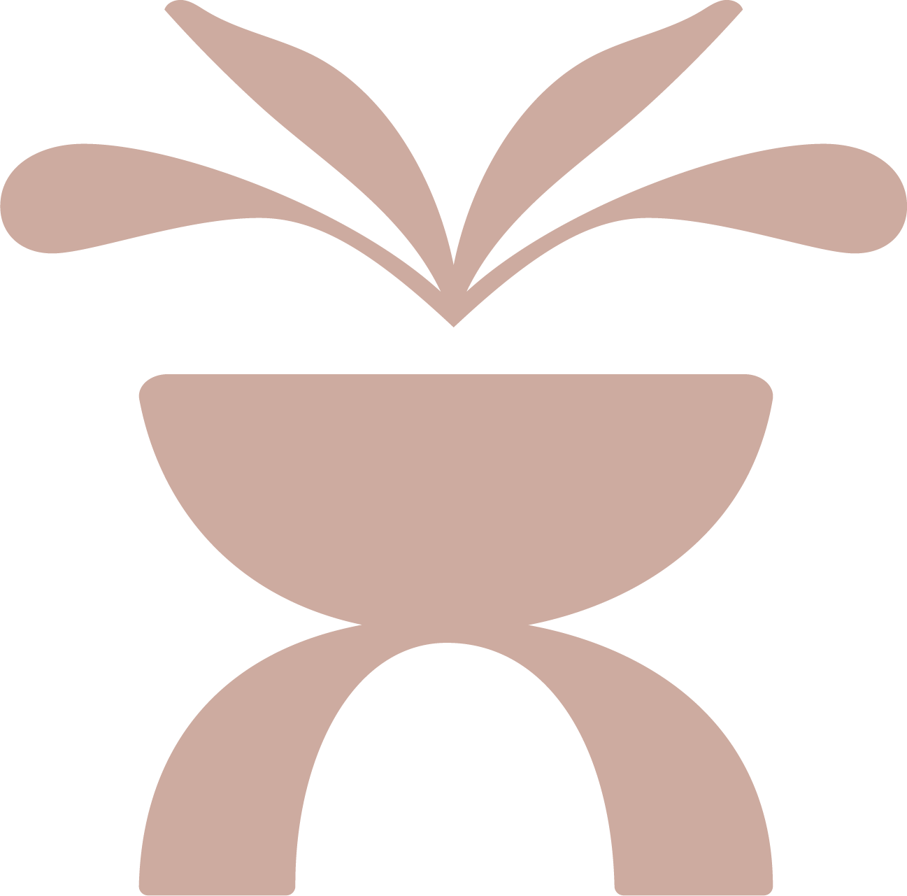 Minimalist illustration of an open flower or plant in a pot.