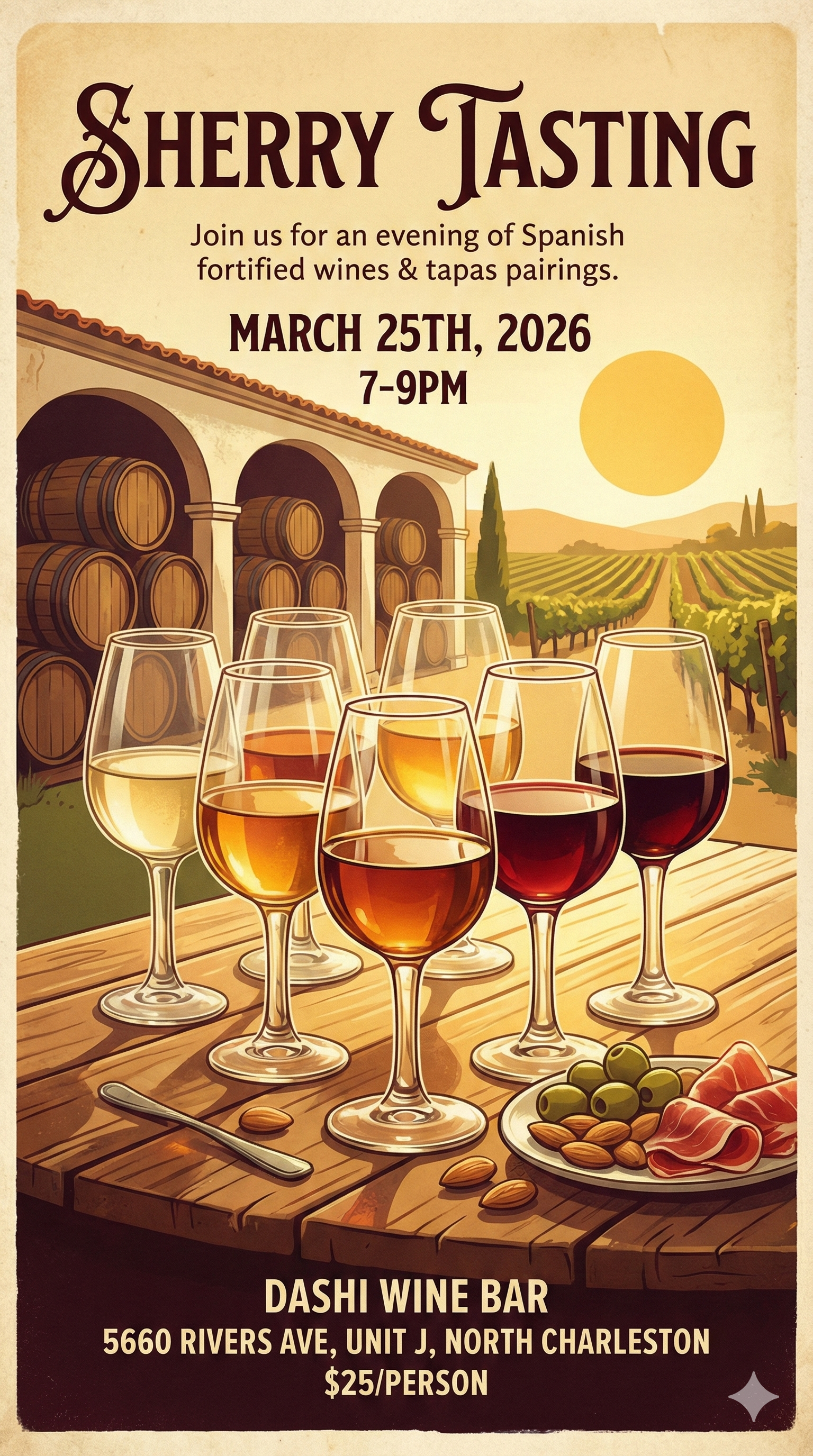 Sherry Tasting - March 25th, 2026 7-9pm
