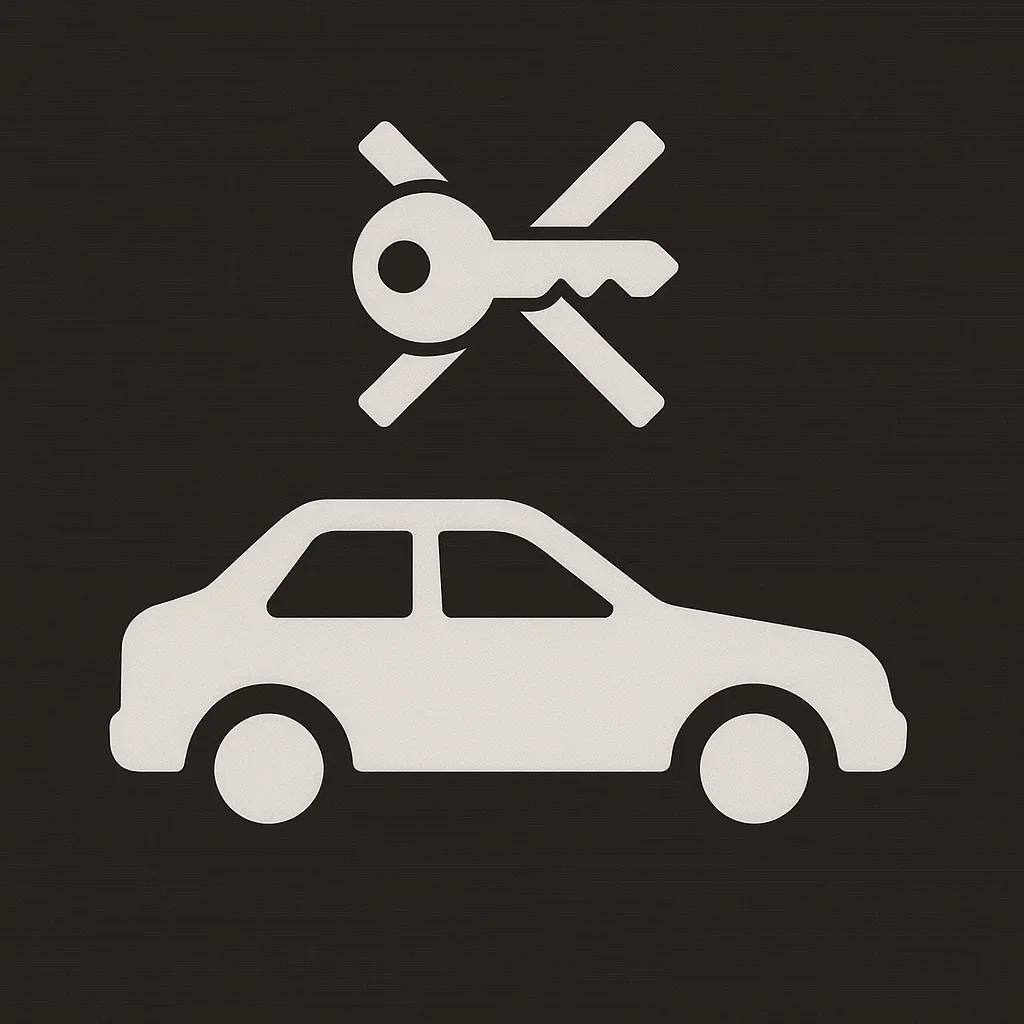 Car with a key and a crossed wrench symbol above it, indicating car key or ignition service