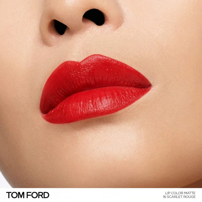 TF Lipstick scarlet rouge on lips.webp