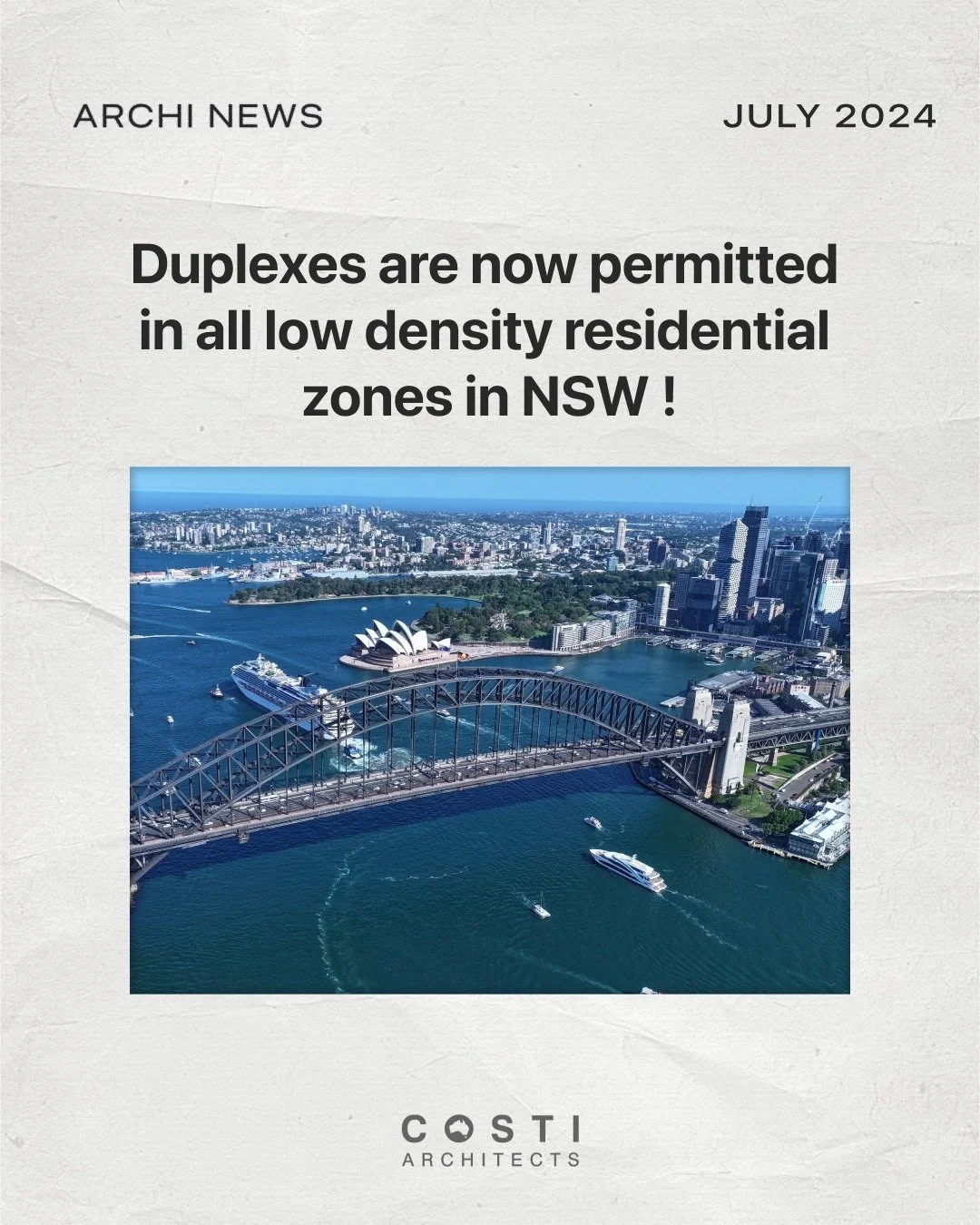 Announcement about Duplexes being allowed in every R2 zone in NSW.