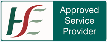 Logo with green and red stylized letters 'H' and 'F' and text 'Approved Service Provider'