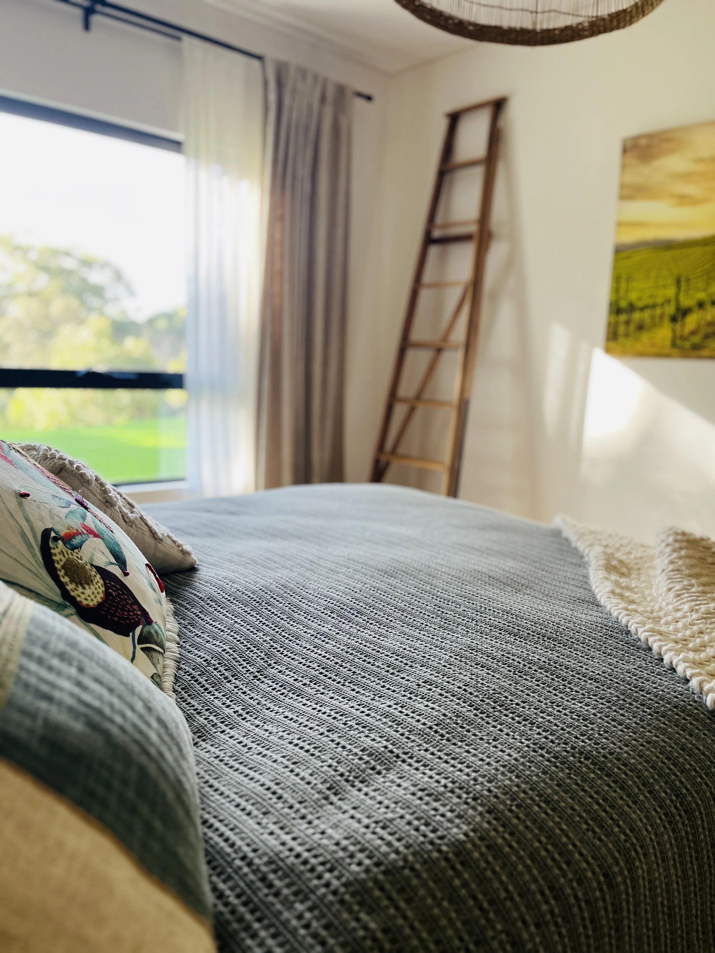 Green bedroom rustic style