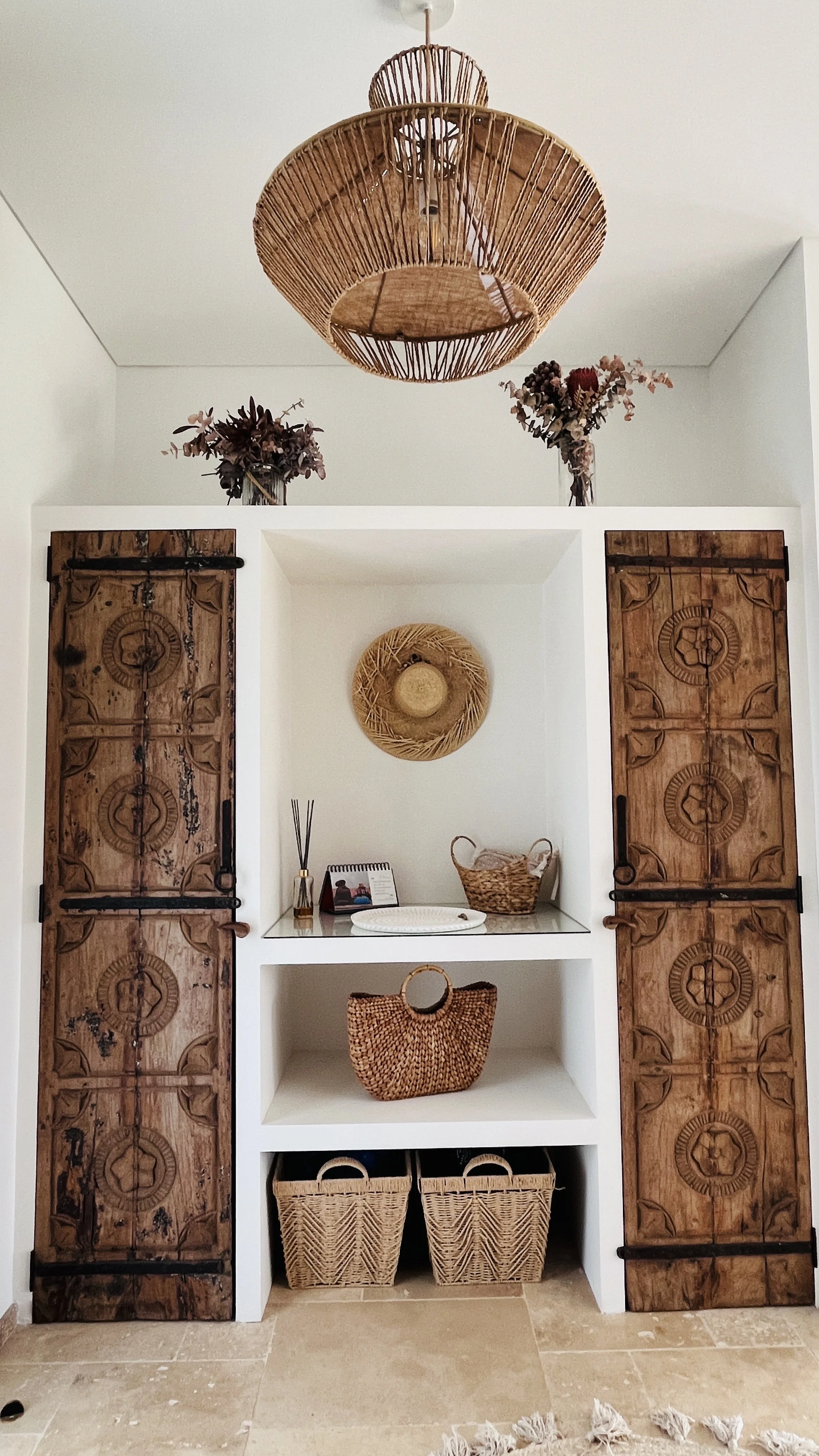 Entry with beautiful timber balinese doors