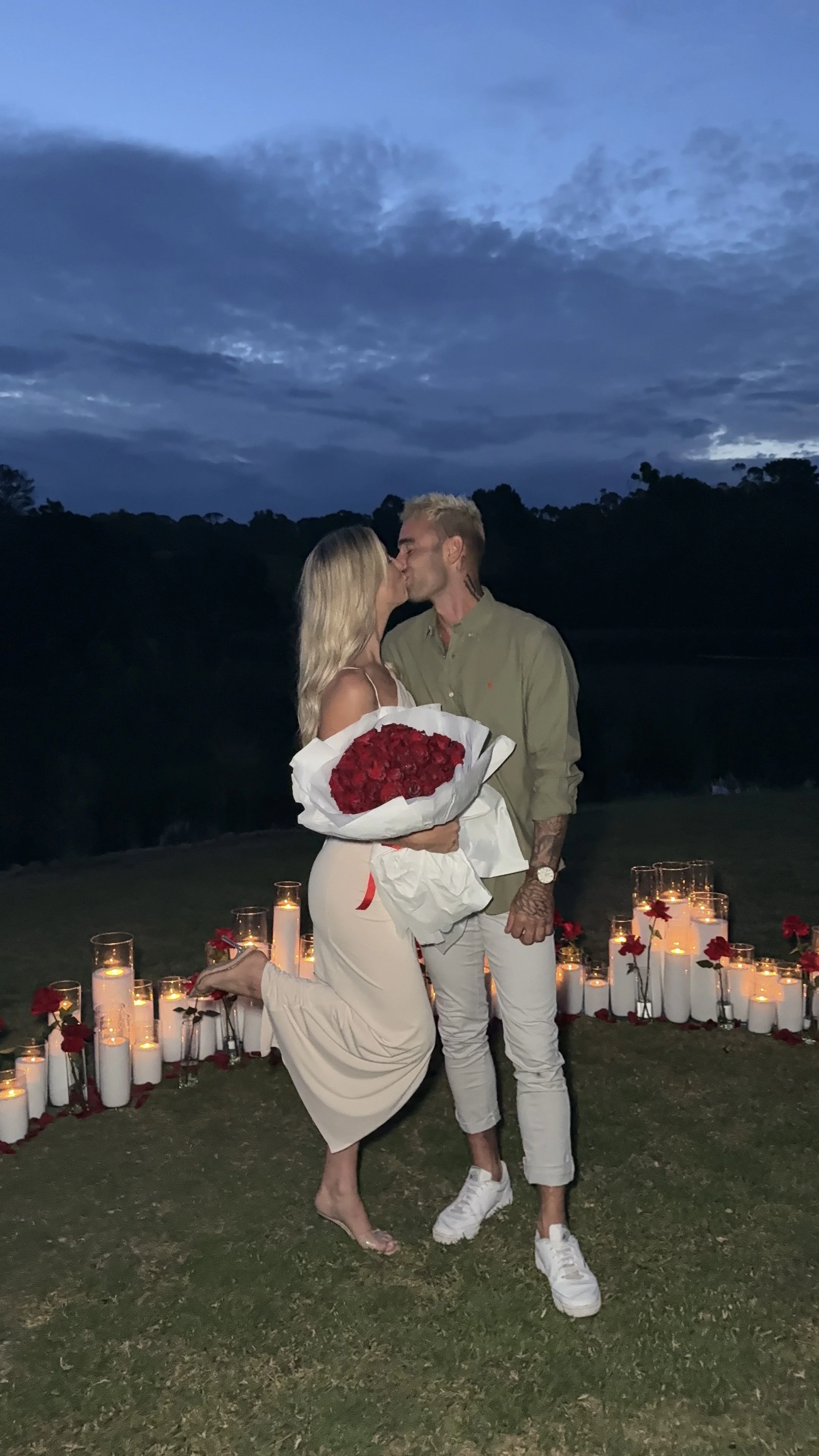 Luxury romantic proposal setup at Red Hill by the lake featuring opulent decor and candlelight