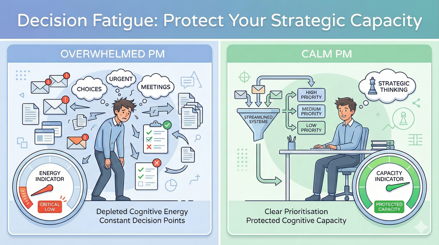 Decision Fatigue Protocol: Protect Strategic Thinking | PM Guide — dlom
