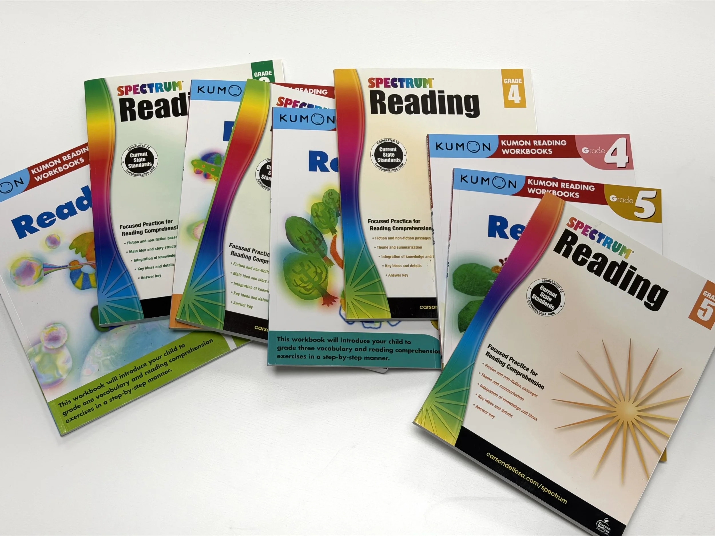 Reading textbooks from Kumon and Spectrum