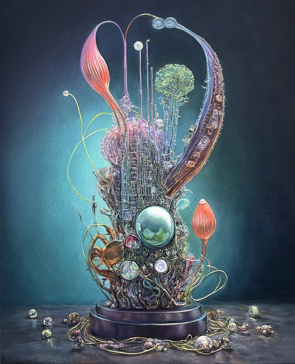An Offering To The Simulation, 2026, oil on canvas, 75cm x 60cm