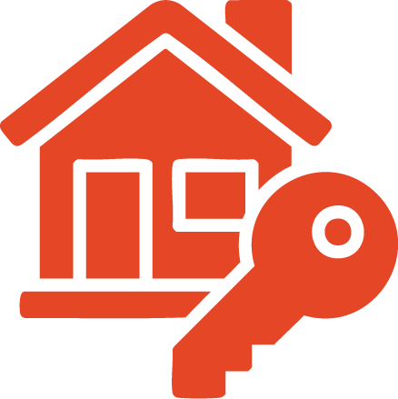 Icon of a house with a key, representing home key or property access.