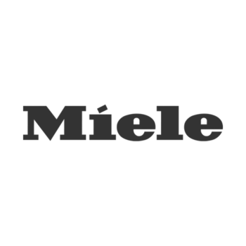 Logo der Marke Miele in schwarzer Schrift auf weißem Hintergrund.