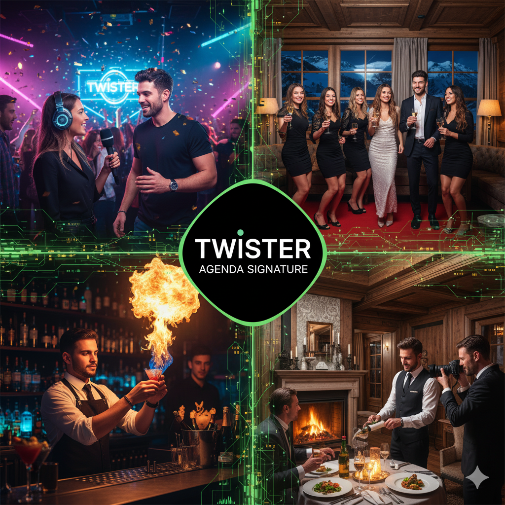 TWISTER AGENDA : Le Reporter VIP des Nuits UHNWI. Maîtrisez le Récit de la Fête Alpine
