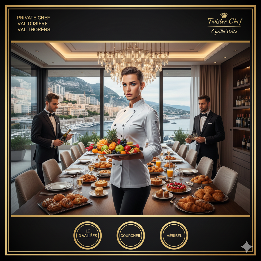 Private chefs Saint Jean Cap Ferrat à Courchevel  1850, 1650, 1550, les 3 Vallées, Meribel, la Tania, le Praz, le Moriond, St Martin de Belleville, Val d’Isere, Val Thorens