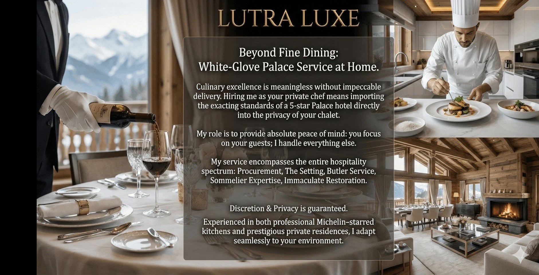 Full Service Private Chef 3 Valleys | Butler, Wine & Cleaning