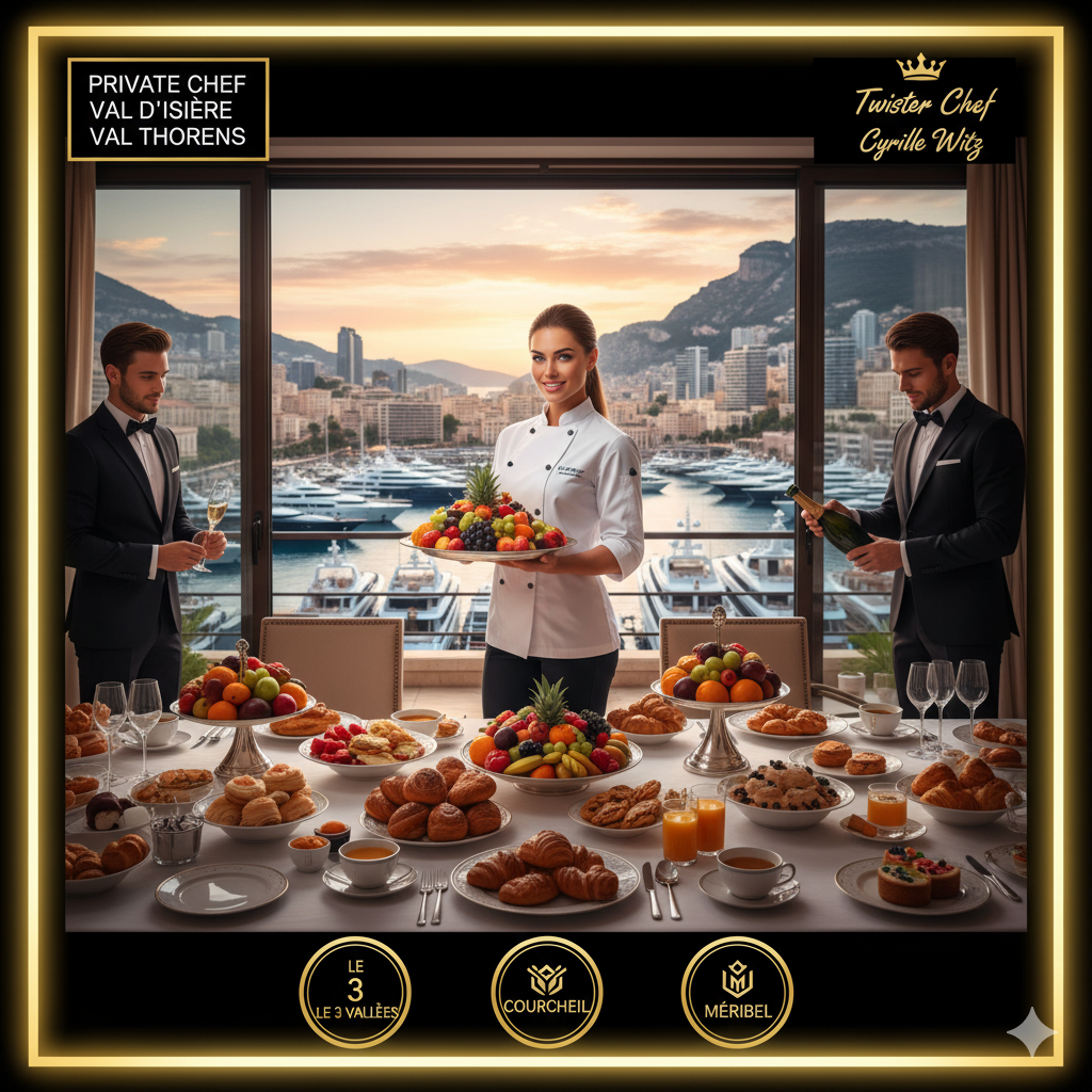 Private chef Monaco à Courchevel  1850, 1650, 1550, les 3 Vallées, Meribel, la Tania, le Praz, le Moriond, St Martin de Belleville, Val d’Isere, Val Thorens
