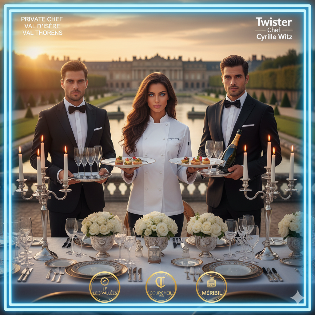 Private chefs Versaille à Courchevel  1850, 1650, 1550, les 3 Vallées, Meribel, la Tania, le Praz, le Moriond, St Martin de Belleville, Val d’Isere, Val Thorens