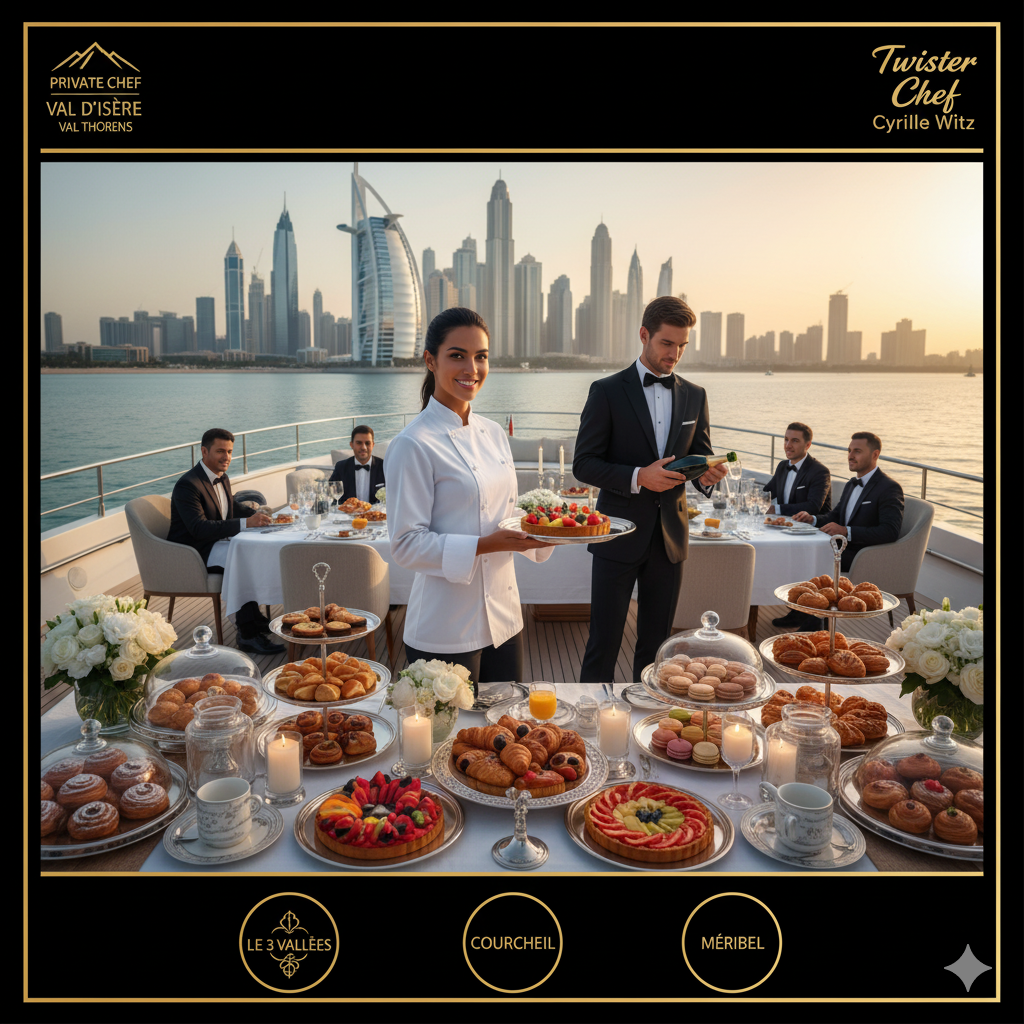 Private chefs Dubai à Courchevel  1850, 1650, 1550, les 3 Vallées, Meribel, la Tania, le Praz, le Moriond, St Martin de Belleville, Val d’Isere, Val Thorens