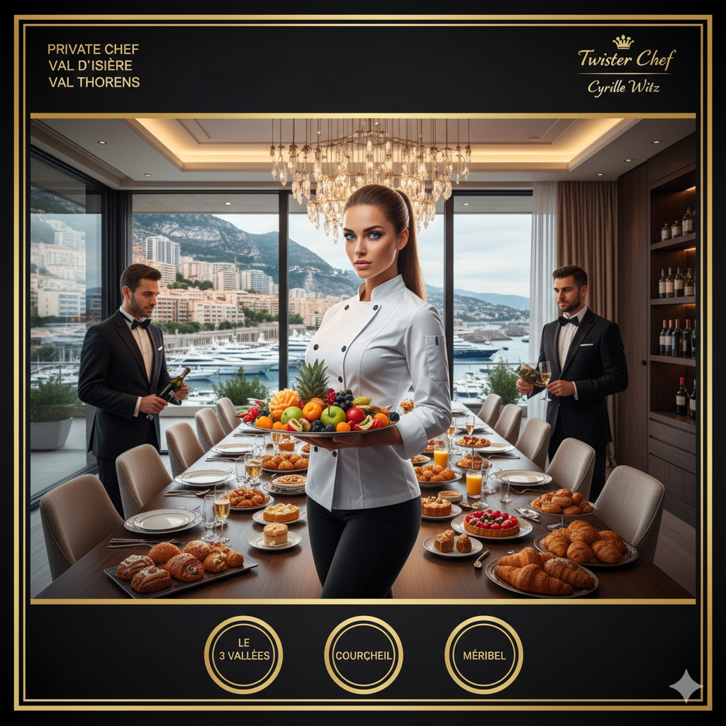 Private chef Nice à Courchevel  1850, 1650, 1550, les 3 Vallées, Meribel, la Tania, le Praz, le Moriond, St Martin de Belleville, Val d’Isere, Val Thorens