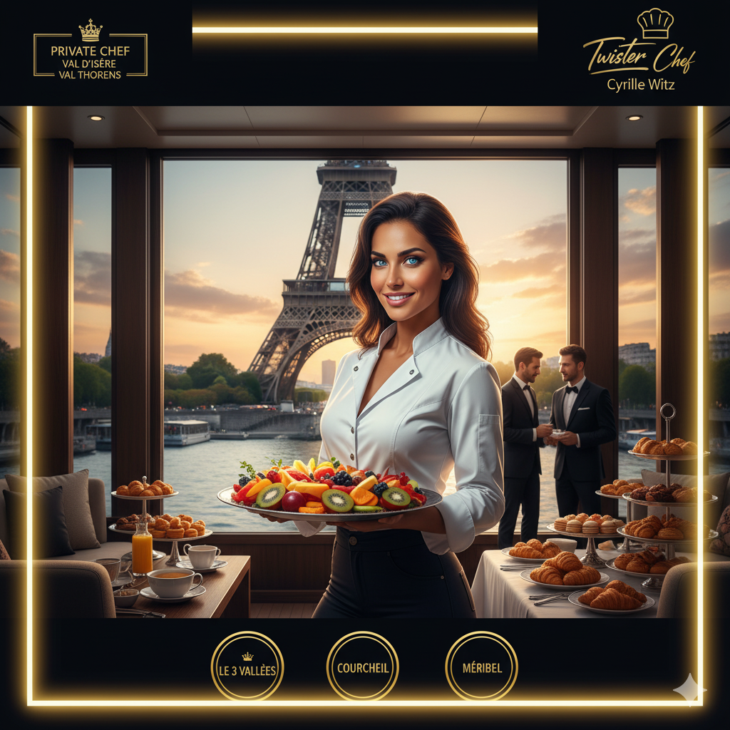 Private chefs Paris à Courchevel  1850, 1650, 1550, les 3 Vallées, Meribel, la Tania, le Praz, le Moriond, St Martin de Belleville, Val d’Isere, Val Thorens