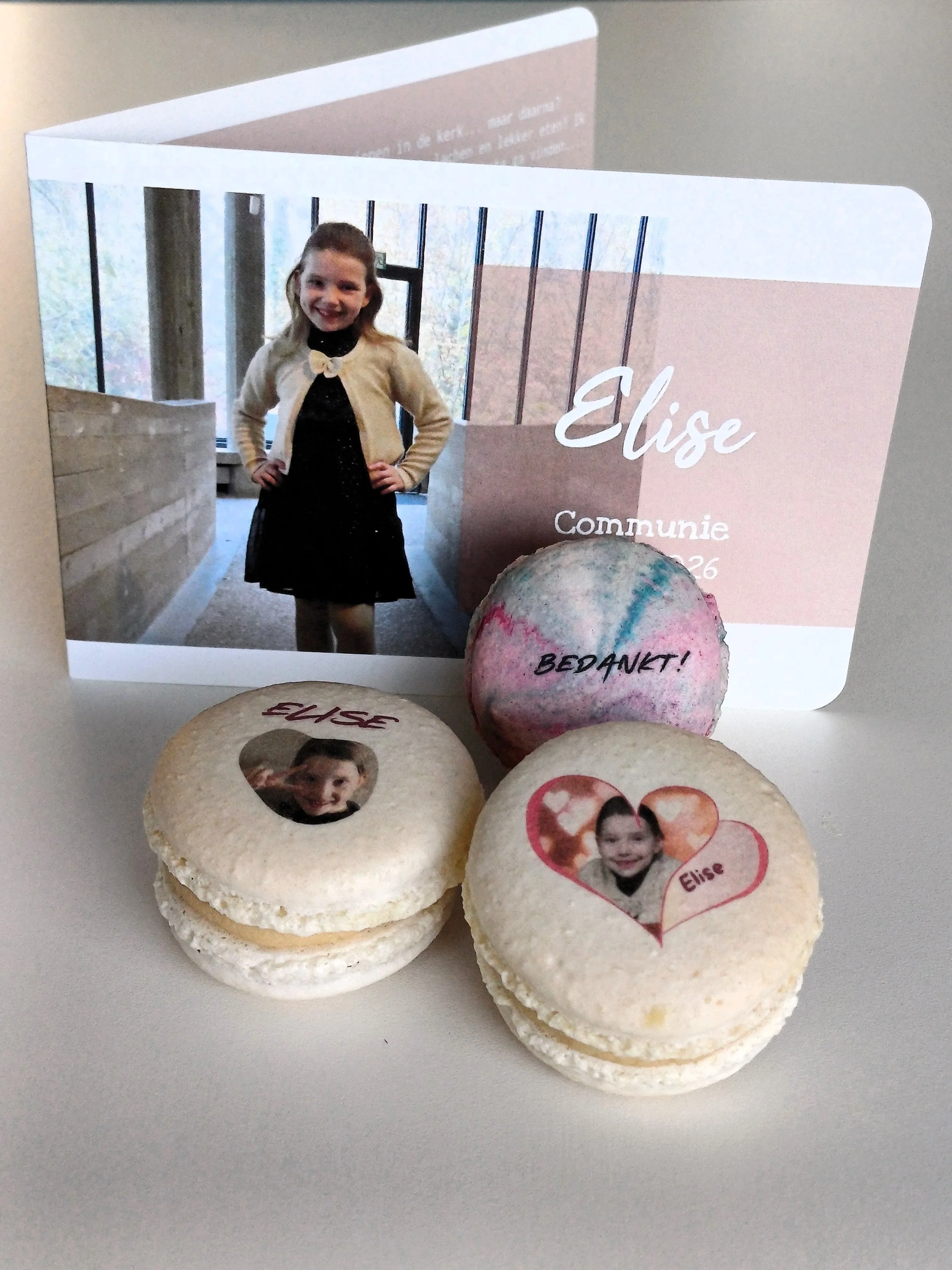Bedankje communie lentefeest macarons
