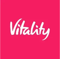 Pink background with the word 'Vitality' written in white cursive font.