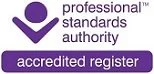 Logo of a professional authority with a checkmark and the text 'accredited register'.
