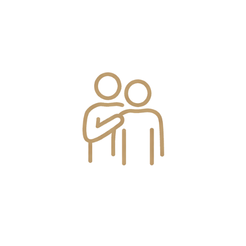 Two minimalist figures with one placing a hand on the other's shoulder.