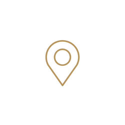Map pin icon in light brown.