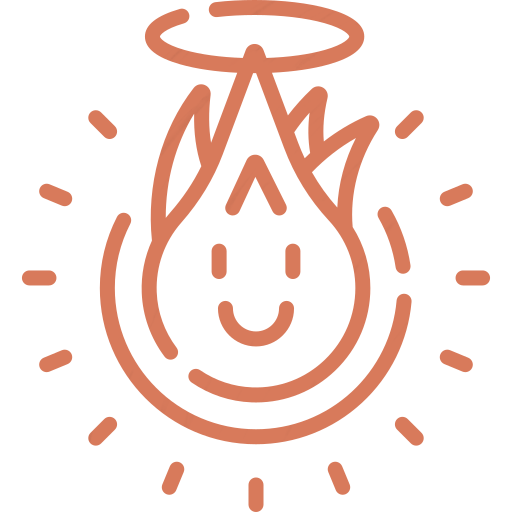 Une illustration simple d'une étoile filante souriante avec une auréole au-dessus, entourée de rayons de lumière.