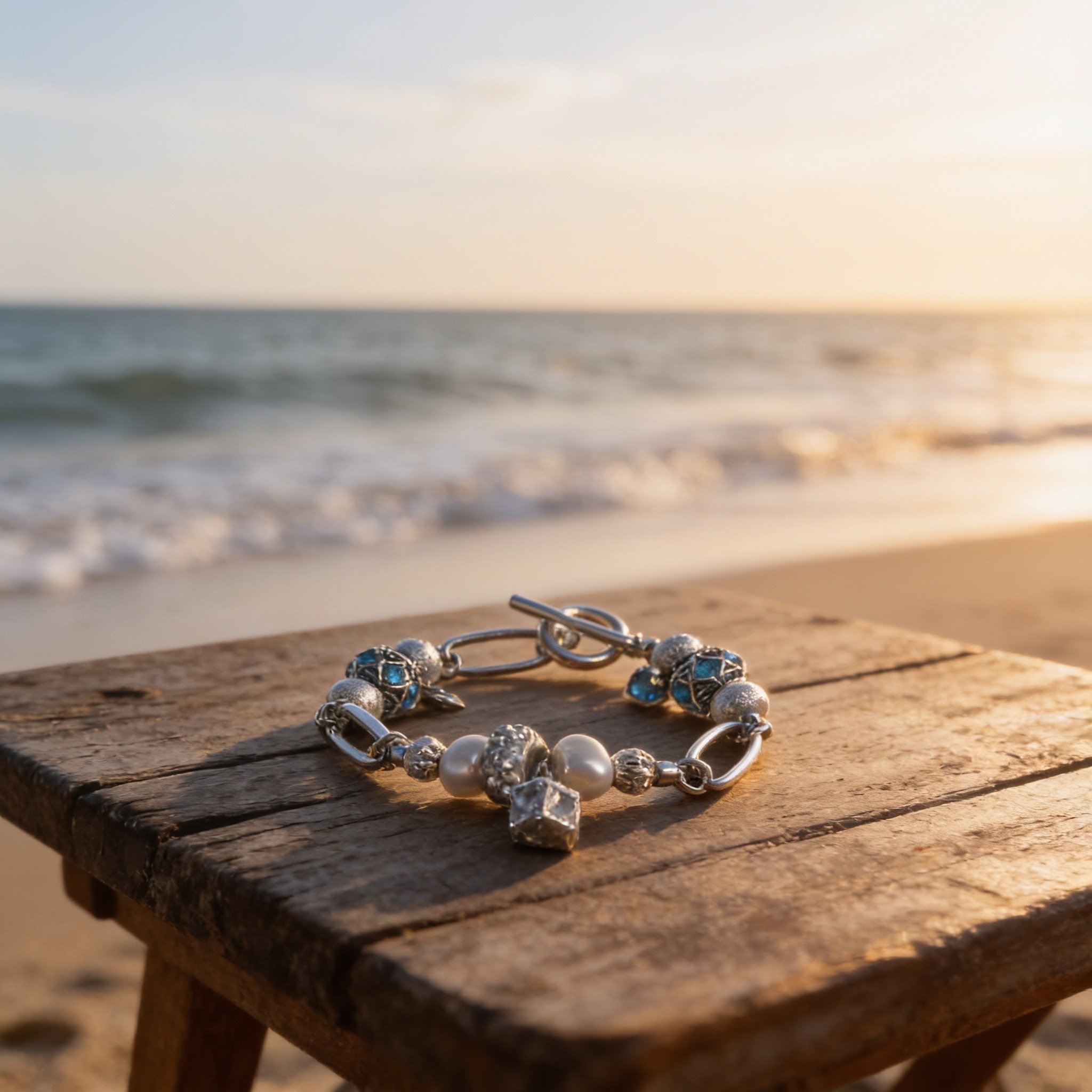 Seaside Elegance Pearl & Silver Bracelet