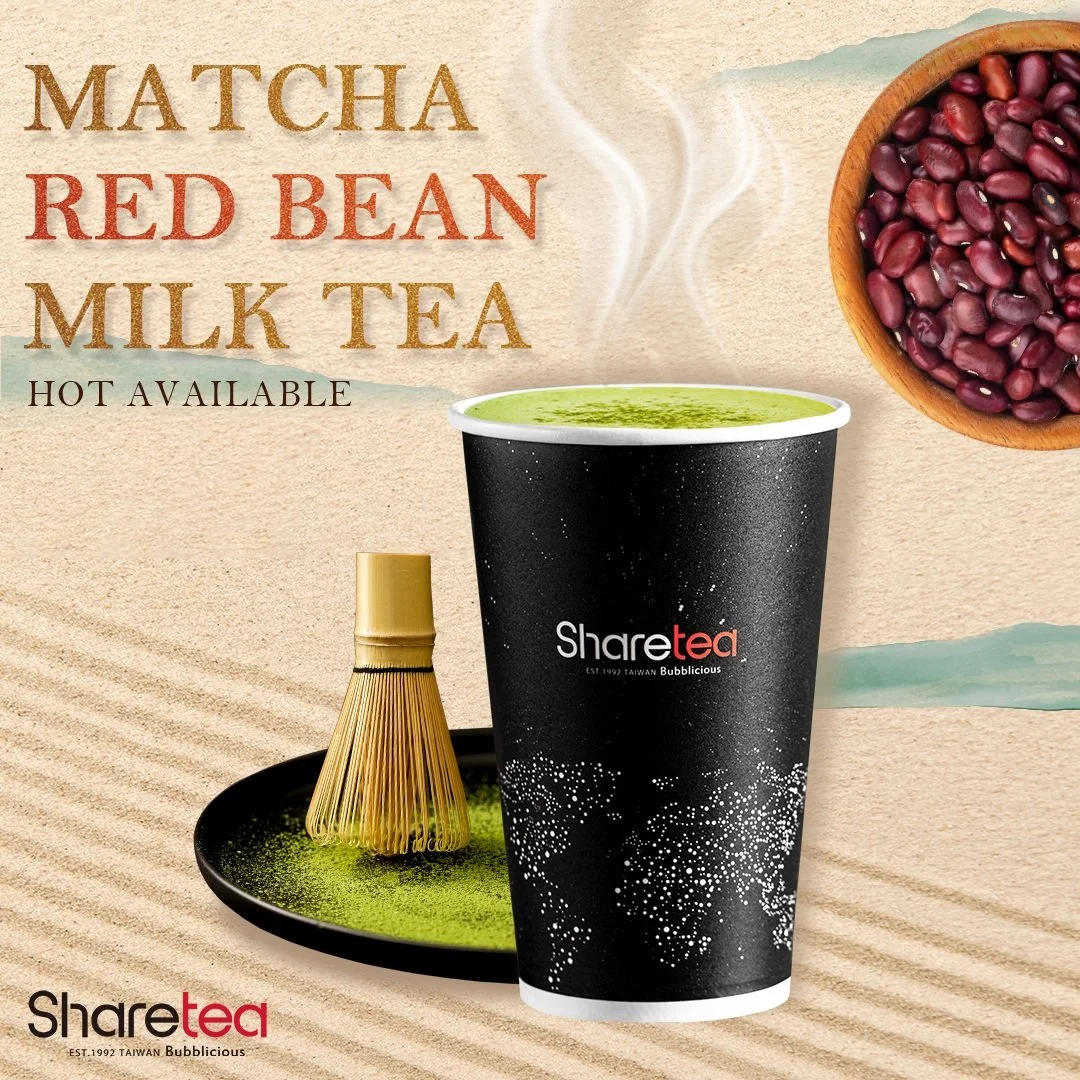 Matcha Red Bean Milk Tea - Our Winter Favorite