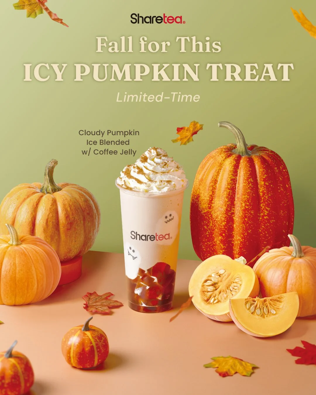 Fall for This Icy Treat: Sharetea Launches the All-New Cloudy Pumpkin Ice Blended w/ Coffee Jelly!