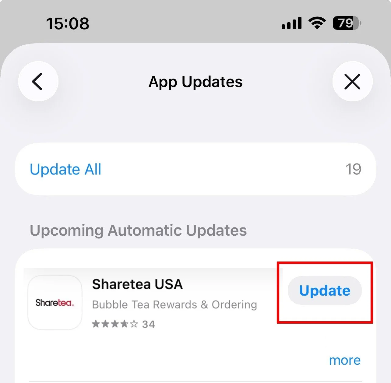 How to update Sharetea USA App to the latest version