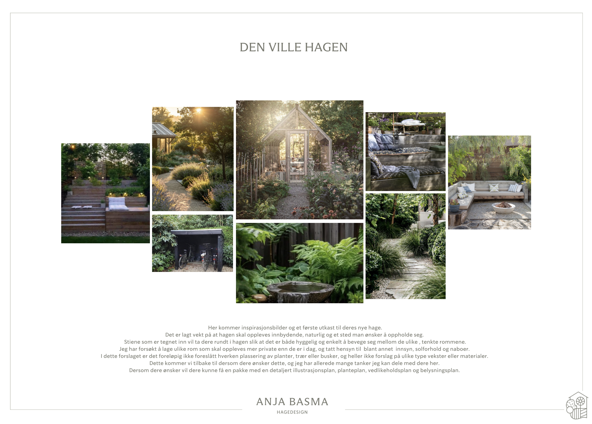 Moodboard for en hage.