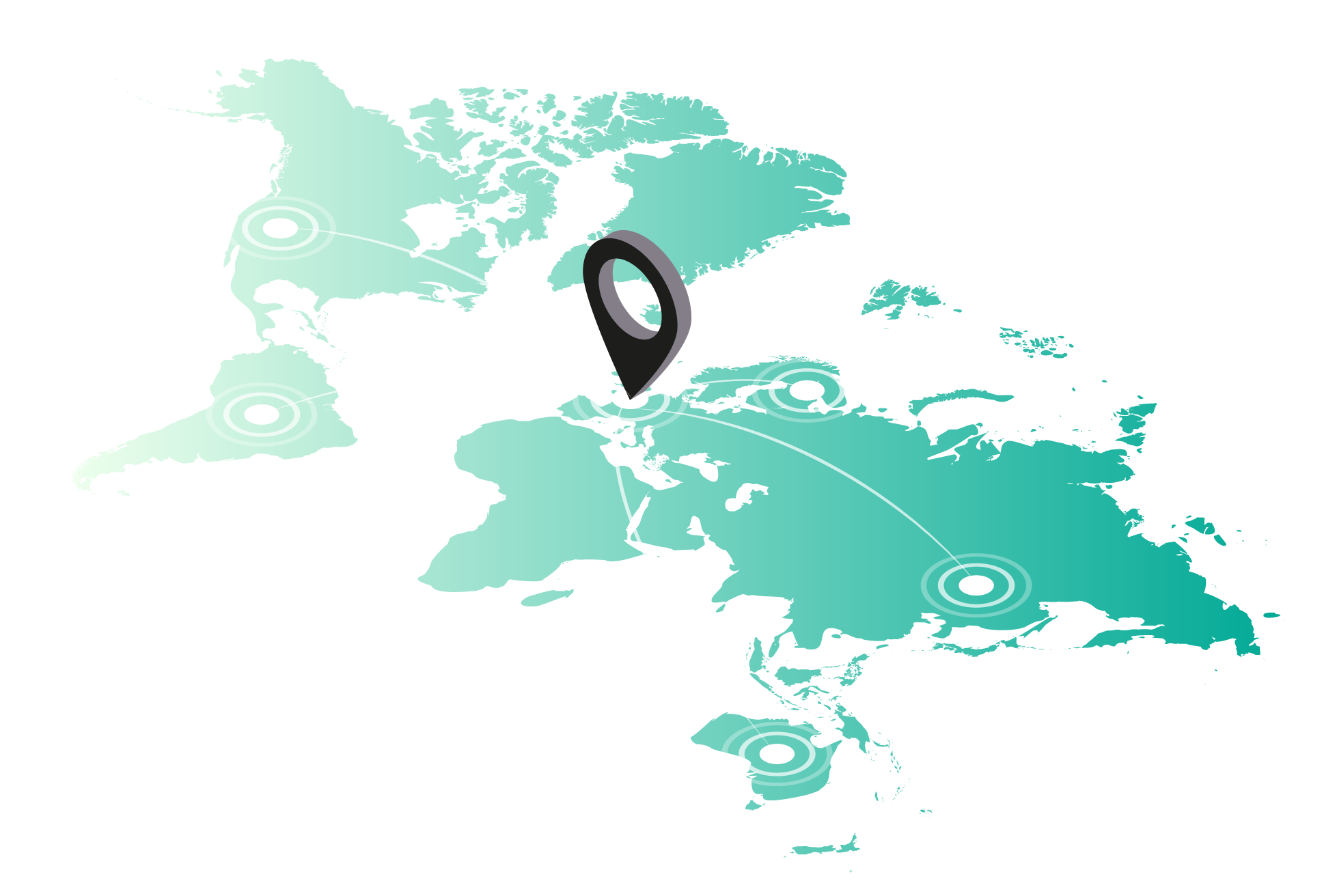 Teal world map vector with connection lines