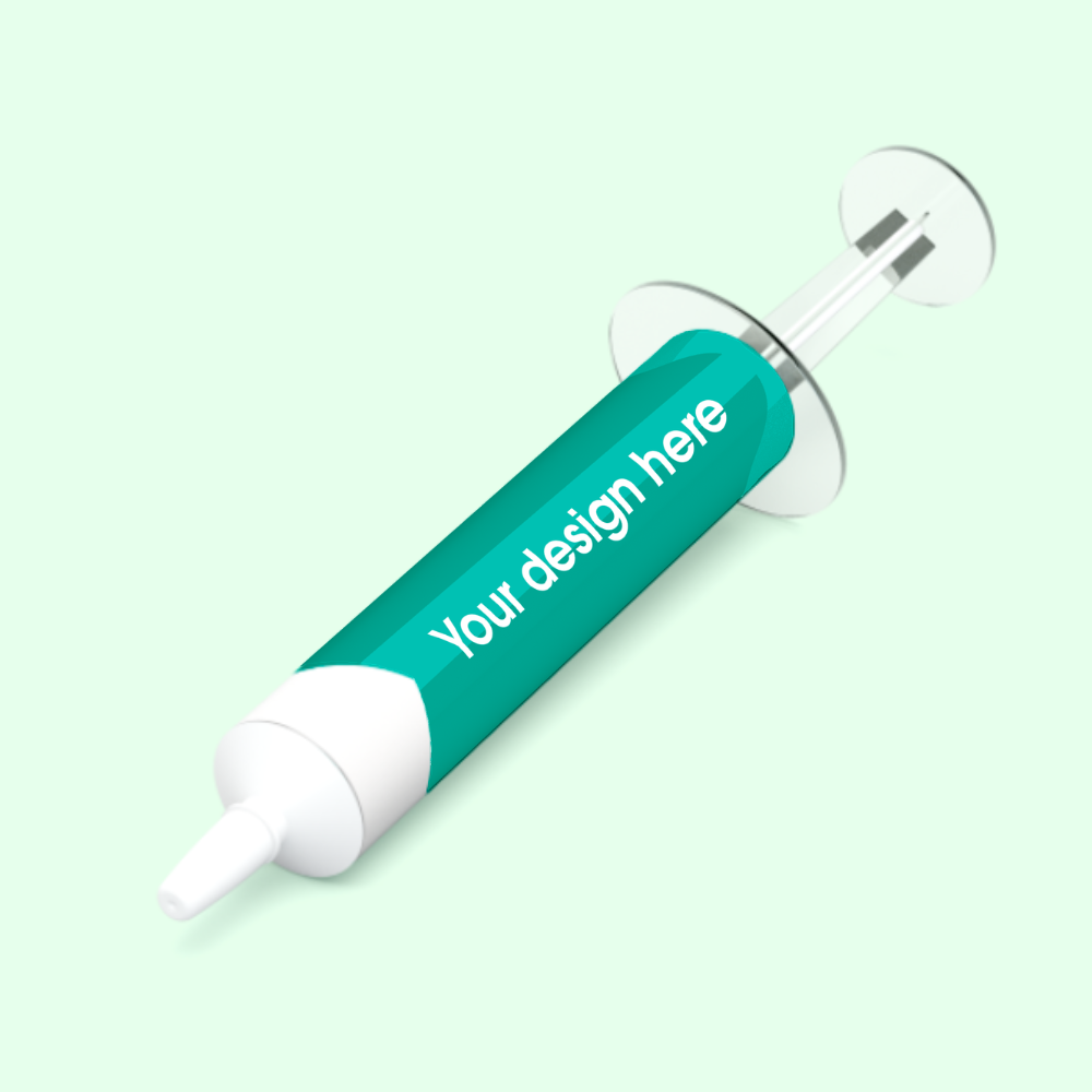 Illustration green injection syringe with text your design here