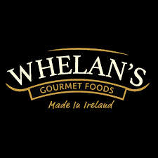 Whelan's Gourmet Foods logo with black background and gold and white text that reads 'Whelan's Gourmet Foods Made in Ireland'.