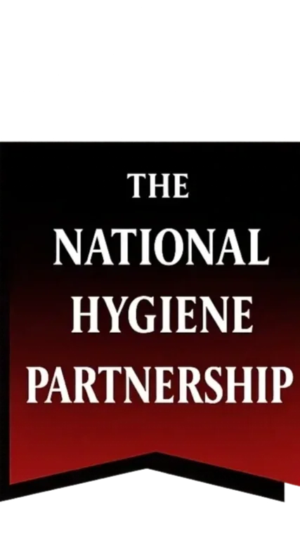 A black and red banner displaying the text 'The National Hygiene Partnership' in white capital letters.